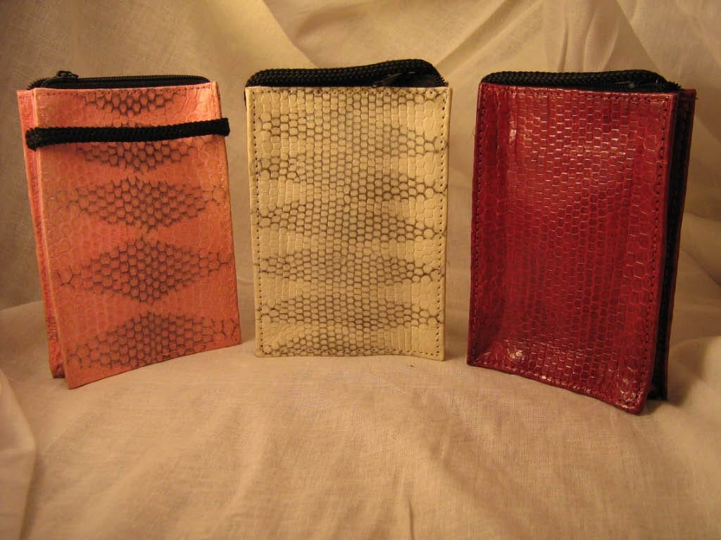 Snake skin neck purses